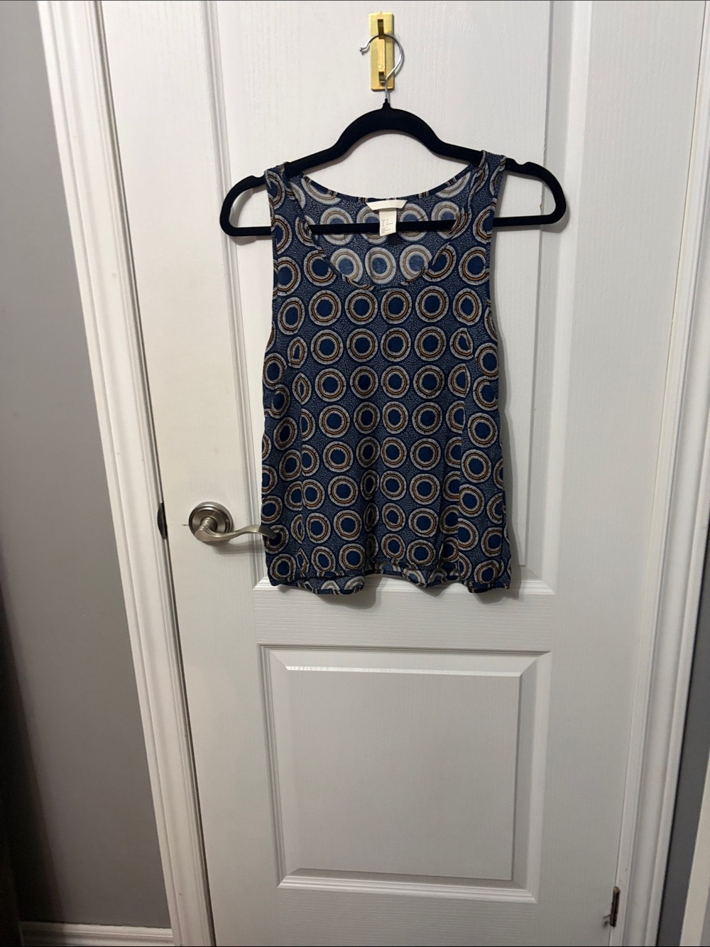 H&M Sleeveless Navy Circle-Print Tank Top
